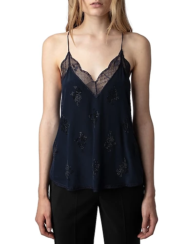 Zadig & Voltaire Christy Lace Trim Silk Camisole