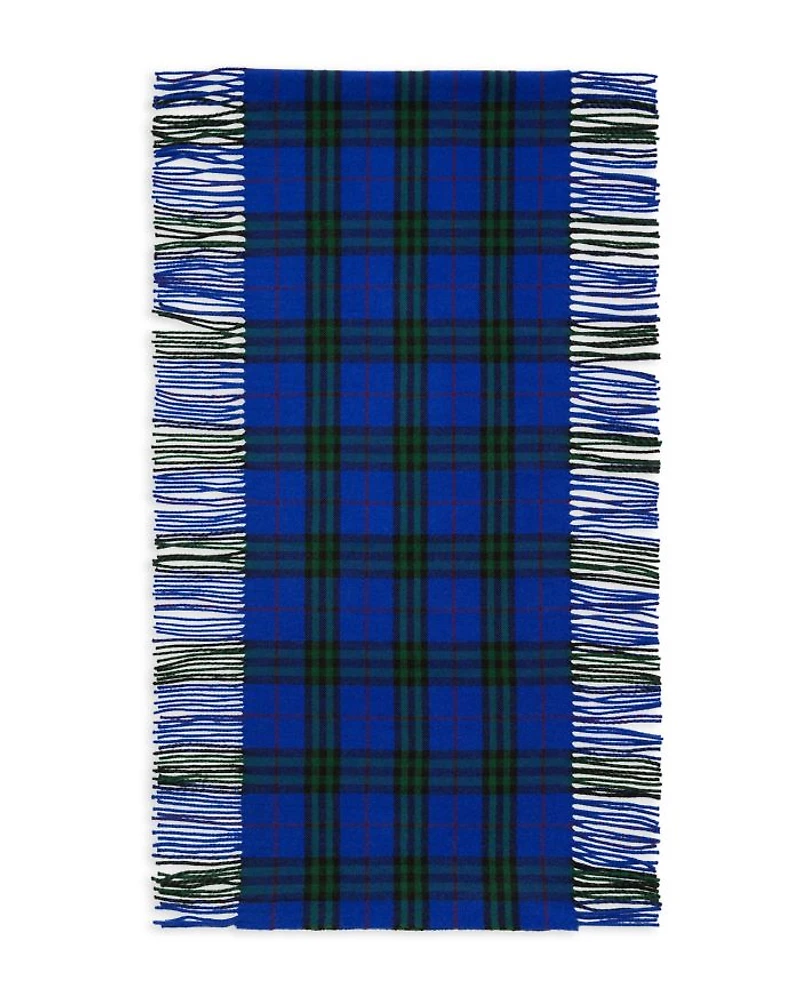 Check Cashmere Fringed Scarf