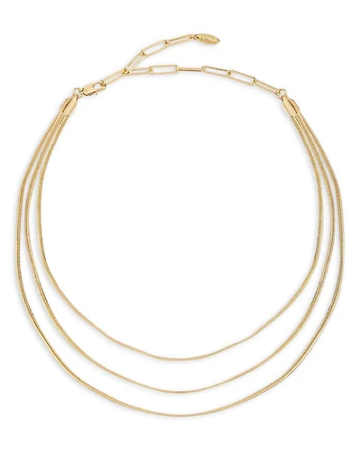 Triple Flex Snake Chain Necklace in 18K Gold Plated, 13"