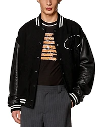 Diesel L-Franz-Patch Mixed Media Bomber Jacket