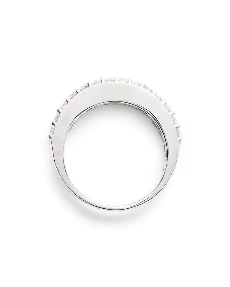 Diamond Baguette & Round Band in 14K White Gold