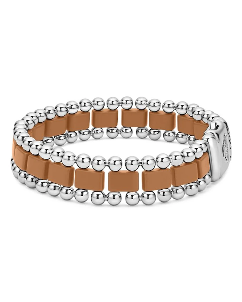 Men's Stainless Steel Anthem Tan & Caviar Beaded Bracelets