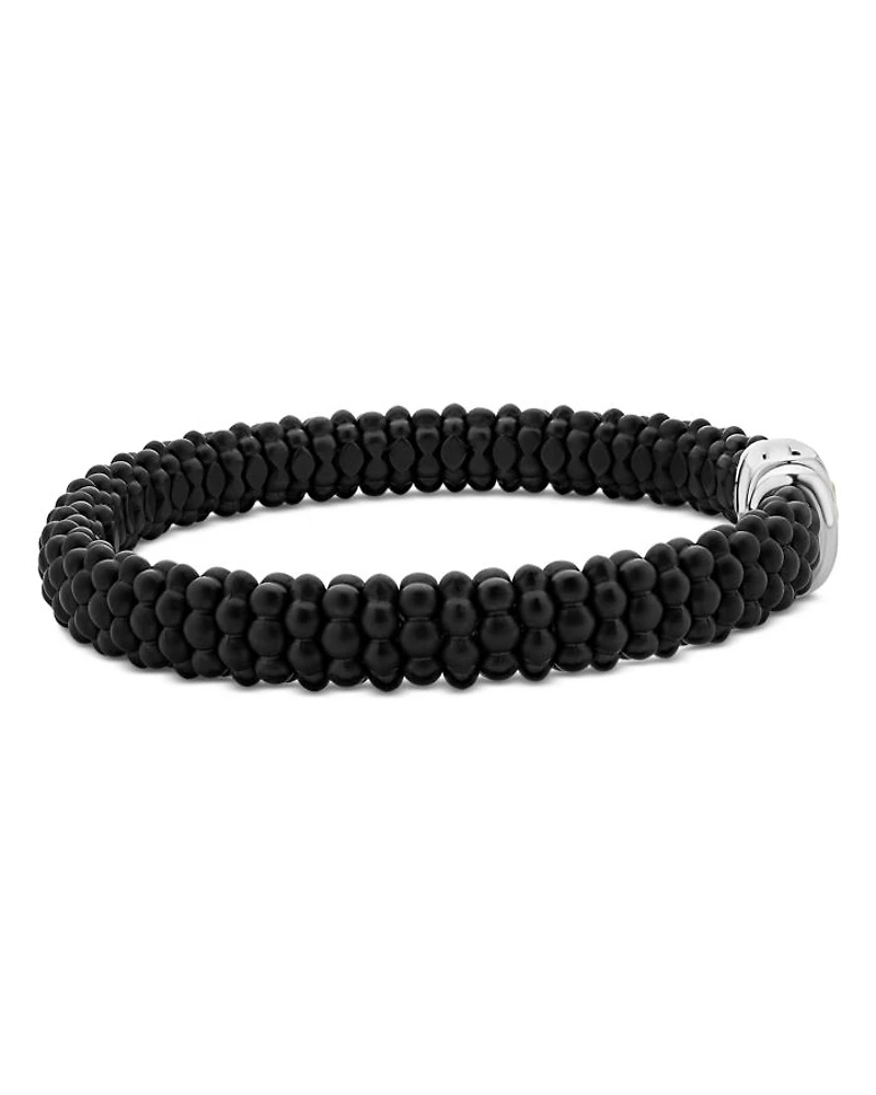 Men's 18K Yellow Gold & Sterling Silver Black Caviar Beaded Bracelet - Exclusive