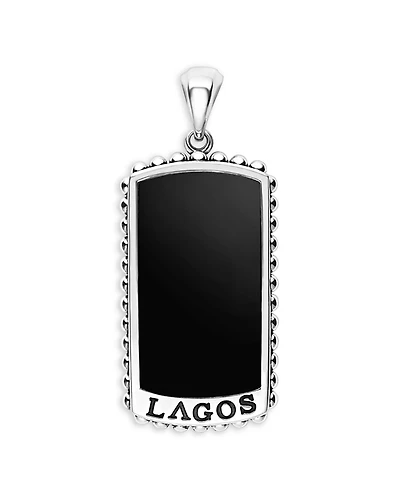 Lagos Men's Sterling Silver Anthem Black Agate Dog Tag Pendant - Exclusive