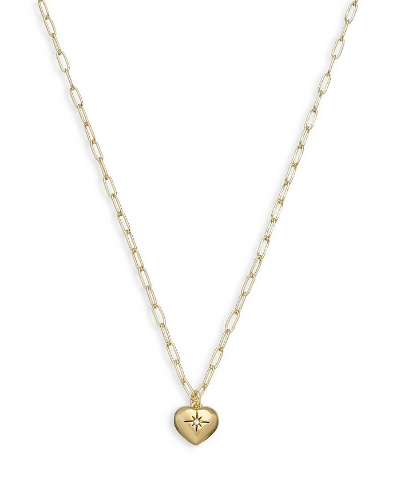 Pavé Iconic Heart Pendant Necklace in Gold Tone, 16"-18"