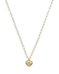 Pavé Iconic Heart Pendant Necklace in Gold Tone, 16"-18"