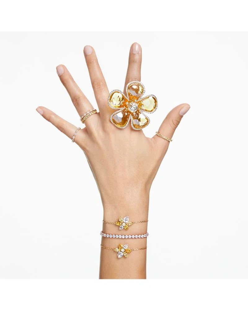 Matrix Yellow Crystal Stack Ring in Gold Tone