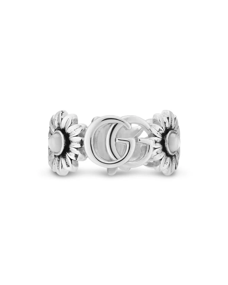 Sterling Silver Marmont Mother of Pearl Flower & Interlocking G Ring