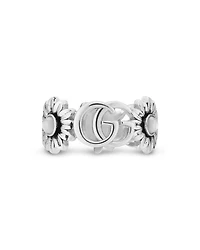 Sterling Silver Marmont Mother of Pearl Flower & Interlocking G Ring