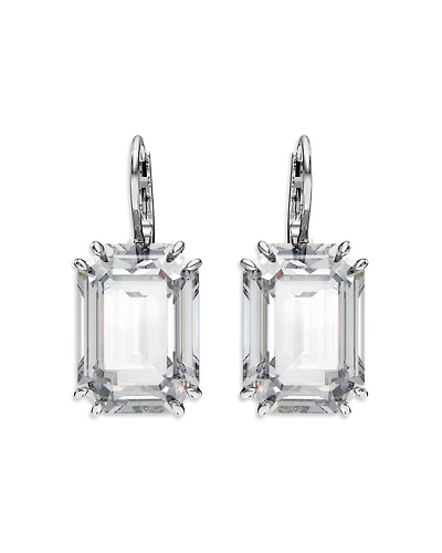 Millenia Octagon Cut Drop Earrings in Rhodium Plated