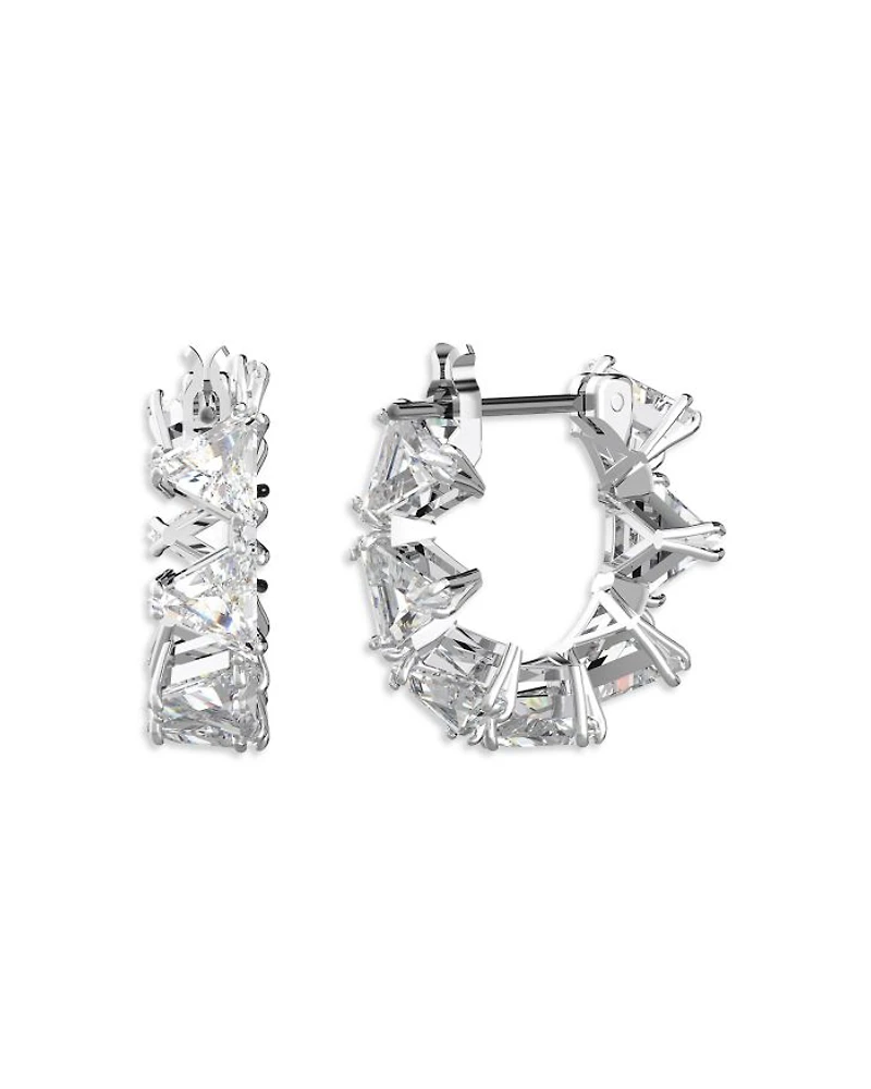 Matrix Triangle Cut Small Hoop Earrings in Rhodium Plated