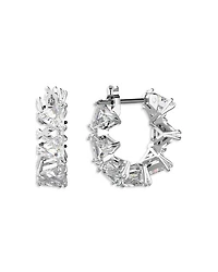 Matrix Triangle Cut Small Hoop Earrings in Rhodium Plated