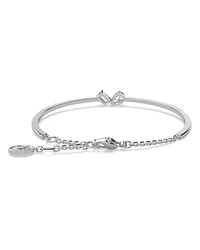 Mesmera Mixed Cut Bangle Bracelet in Rhodium Plated
