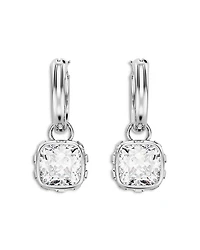 Chroma Square Dangle Hoop Earrings in Rhodium Plated