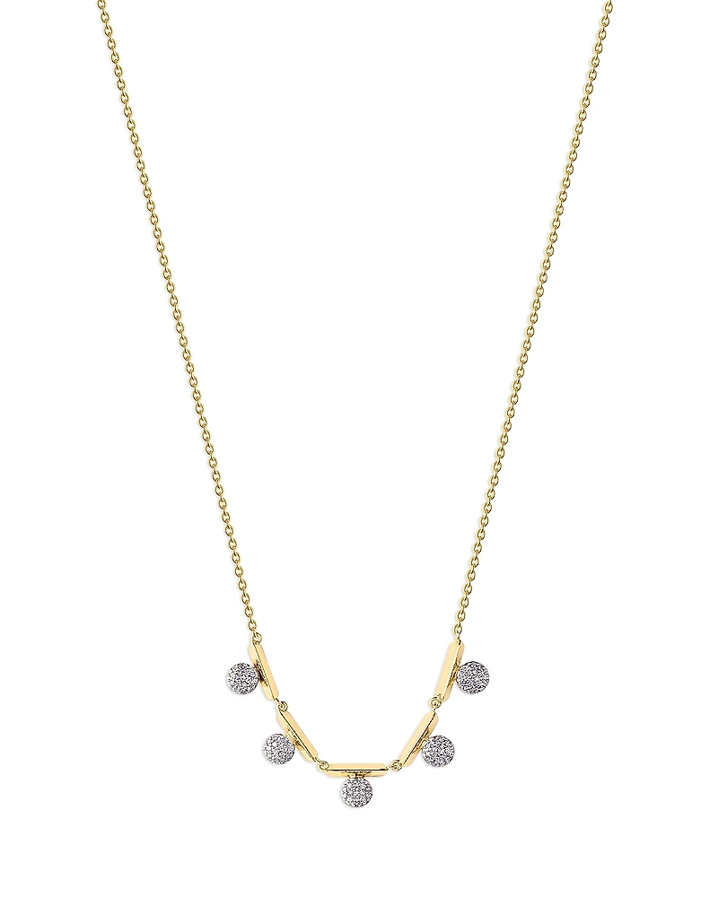 Phillips House 14K Yellow Gold & Rhodium Diamond Knife Edge 5 Station Offset Mini Infinity Necklace, 16-18