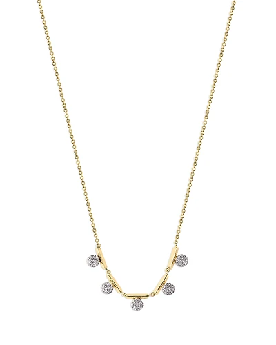 Phillips House 14K Yellow Gold & Rhodium Diamond Knife Edge 5 Station Offset Mini Infinity Necklace, 16-18