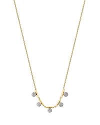 Phillips House 14K Yellow Gold & Rhodium Diamond Knife Edge 5 Station Offset Mini Infinity Necklace, 16-18