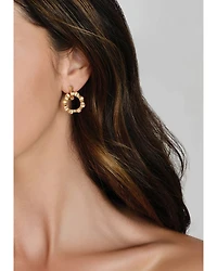 Sculpted Bamboo Double Hoop Earrings in 18K Gold Plated