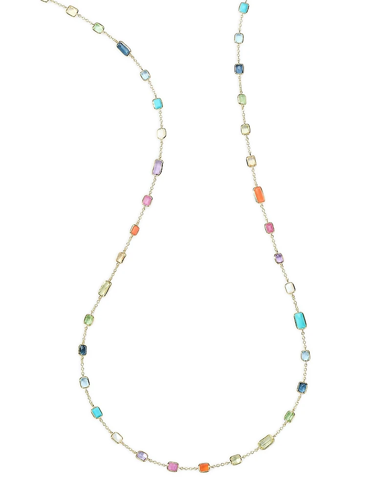 Ippolita 18K Yellow Gold Rock Candy Multi Stone Summer Rainbow Statement Necklace, 32.5