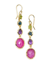 Ippolita 18K Yellow Gold Rock Candy Multi Stone Summer Rainbow Linear Drop Earrings