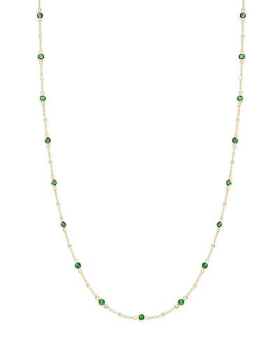 Bloomingdale's Fine Collection Emerald & Diamond Bezel Station Collar Necklace