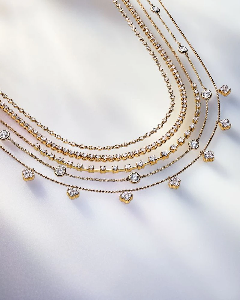 Diamond Station Necklace in 14K Yellow Gold, 2.60 tcw