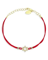 Meira T 14K Yellow Gold Diamond Star of David Red Cord Bracelet