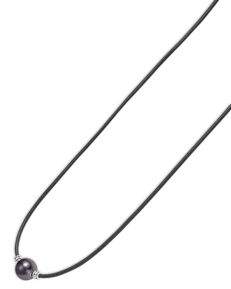 Men's Sterling Silver Anthem Black Tahitian Pearl Pendant Necklace, 20" - Exclusive