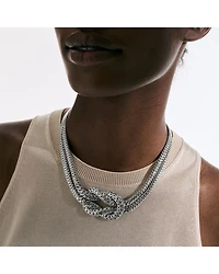 Sterling Silver Classic Chain Love Knot Double Strand Collar Necklace, 16"