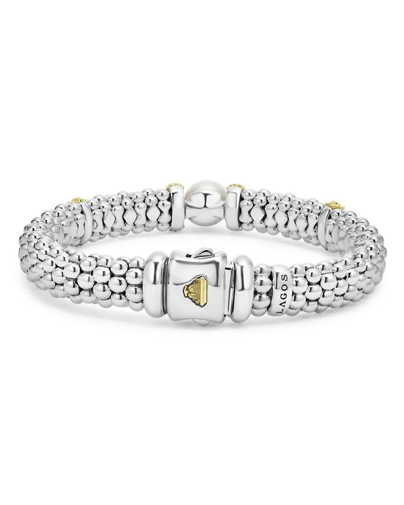 18K Yellow Gold & Sterling Silver Luna Cultured Freshwater Pearl Caviar Bead Bracelet