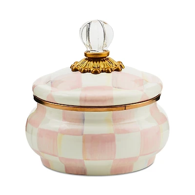 Mackenzie-Childs Rosy Check Enamel Squashed Pot
