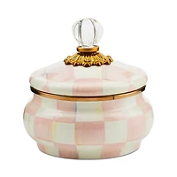 Mackenzie-Childs Rosy Check Enamel Squashed Pot