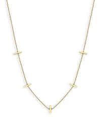 14K Yellow Gold Bar Station Necklace, 16"