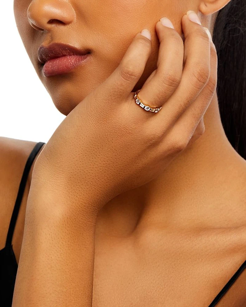 Diamond Round & Baguette Band 14K Yellow Gold, 0.75 tcw