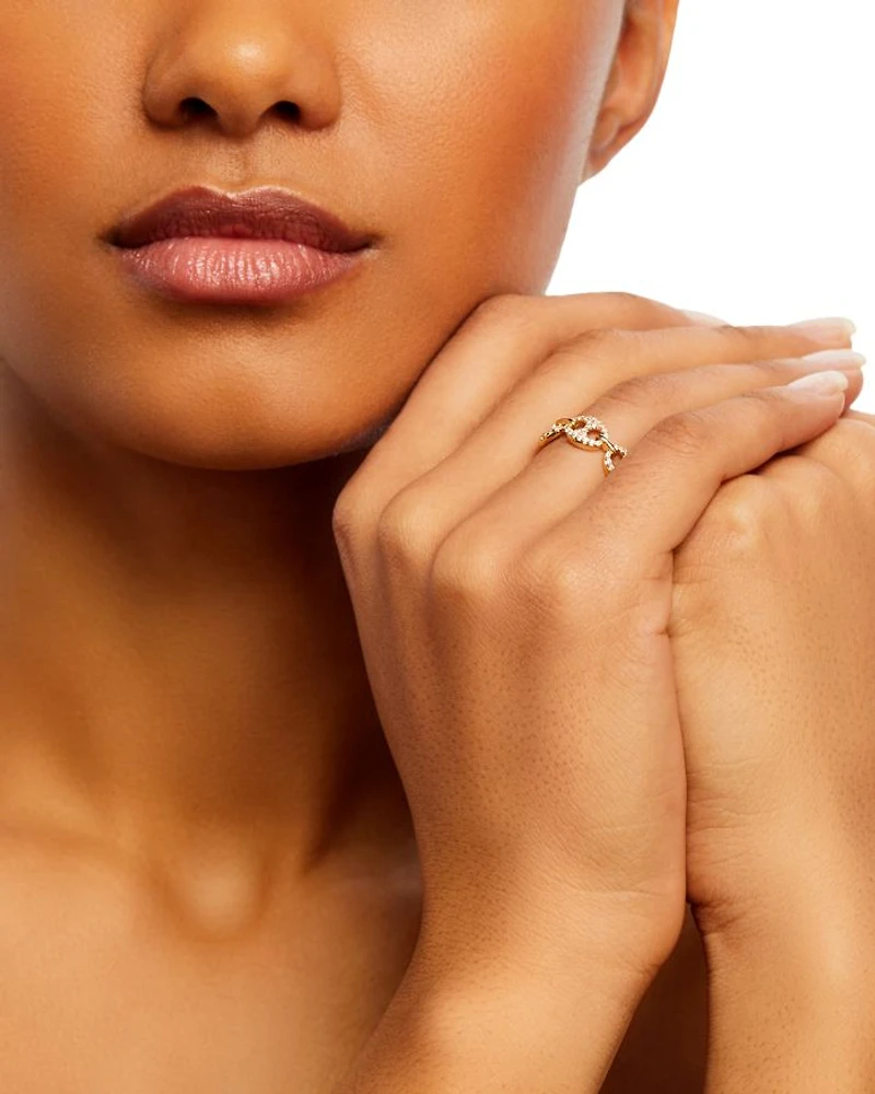 Diamond Pavé Mariner Link Ring 14K Yellow Gold, 0.30 tcw