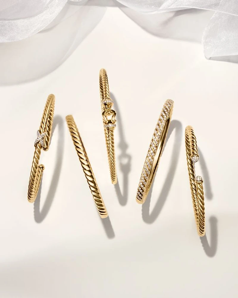 Cable Flex Bracelet 18K Yellow Gold with Diamonds, 4mm
