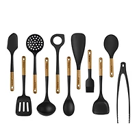 11 Piece Silicone & Acacia Complete Utensil Set