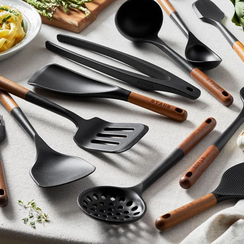 11 Piece Silicone & Acacia Complete Utensil Set