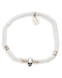 Jan Leslie Shell & Sterling Silver Beaded Skull Bracelet