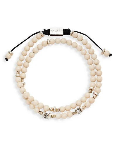 White Bone & Sterling Silver Beaded Wrap Bracelet
