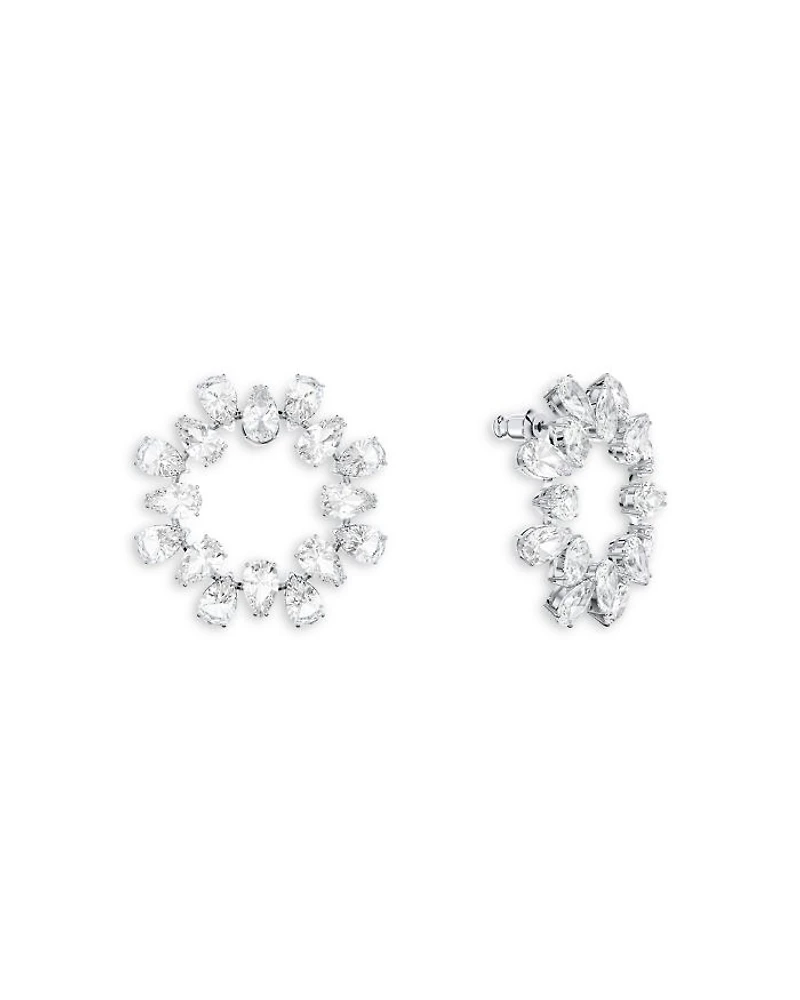 Matrix Pear Cut Circlet Earrings in Rhodium Plated