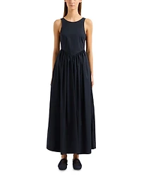 Sleeveless Gathered Cotton Maxi Dress