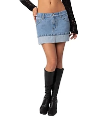 Edikted Folded Denim Mini Skirt