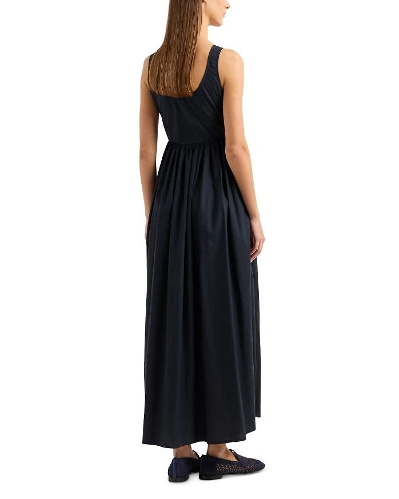 Sleeveless Gathered Cotton Maxi Dress