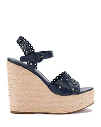 Women's Jasmine Flower Detail Espadrille Wedge Platform Sandals