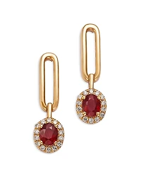 Bloomingdale's Fine Collection Ruby & Diamond Halo Drop Earrings