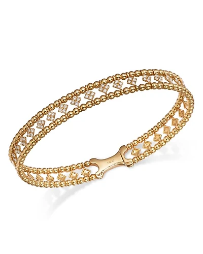 Diamond Openwork Bangle Bracelet in 14K Yellow Gold, 0.50 tcw