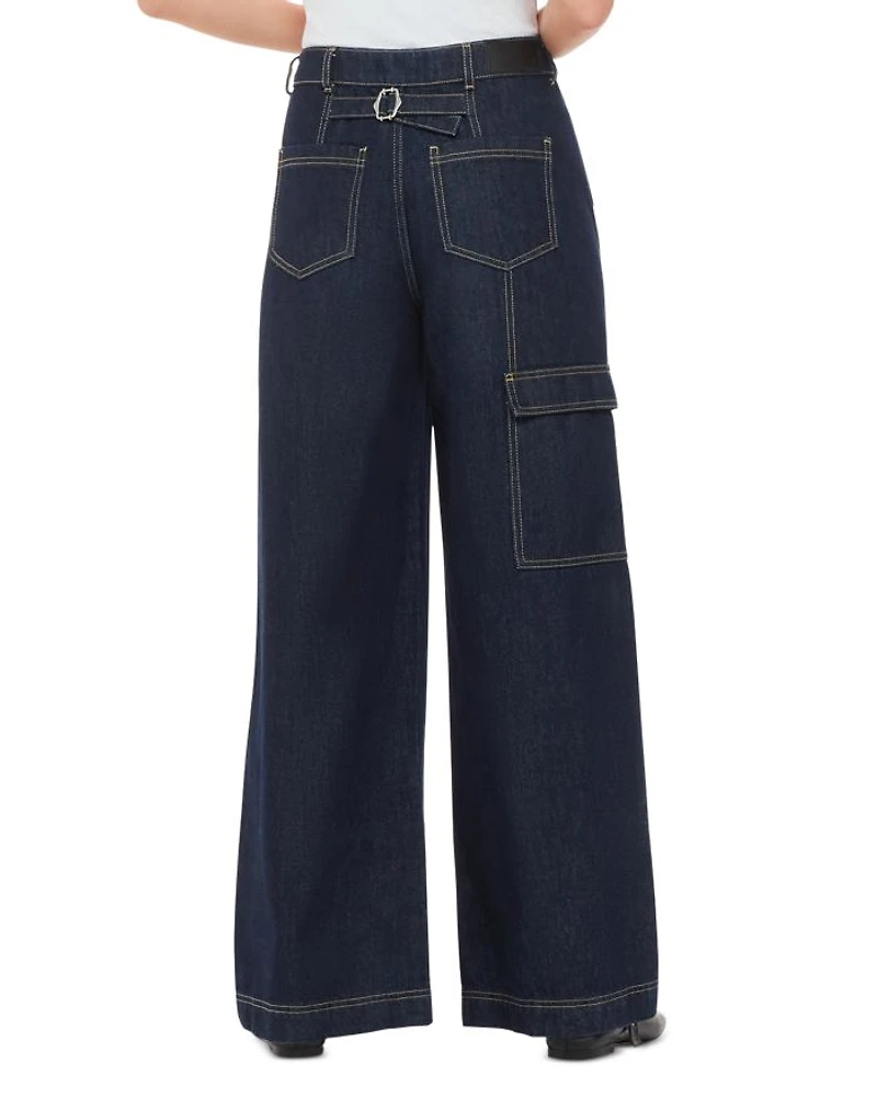 Cargo Wide Leg Jeans Dark Denim