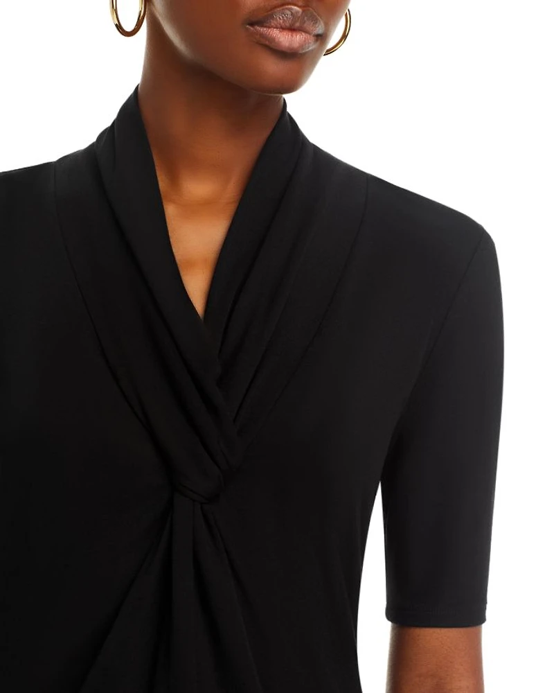 Elbow Sleeve Twist Front Top