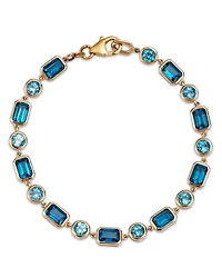 Blue Topaz Link Bracelet in 14K Yellow Gold